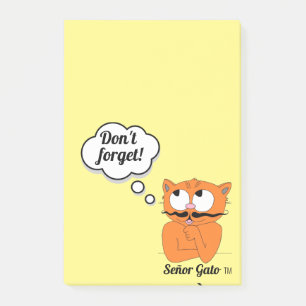 Bloco De Notas O Senhor Gato do Cartoon Mustache Cat "Não se esq