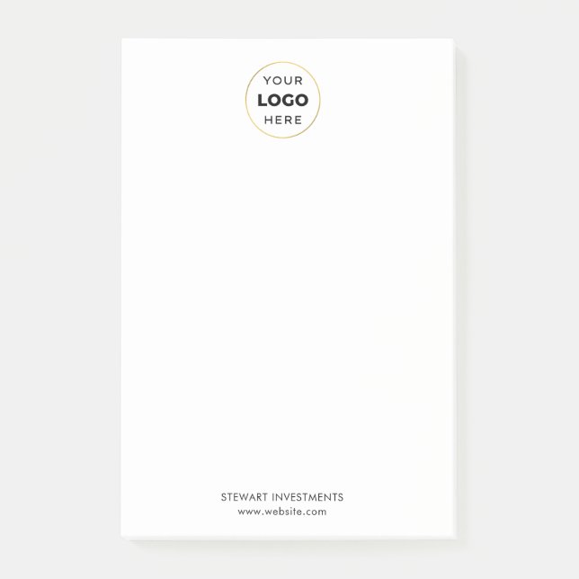 Bloco De Notas O seu logotipo de empresa branco (Frente)