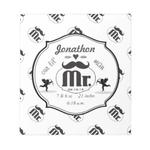 Bloco De Notas O Sr. Mustache Lil Man Baby Boy Stats