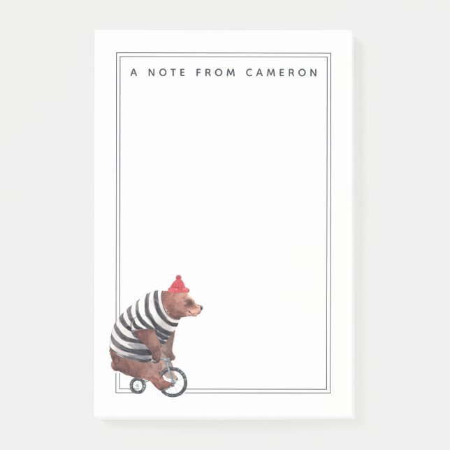 Bloco De Notas O urso do divertimento da bicicleta | adiciona seu (Frente)