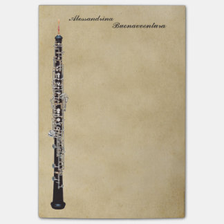 Bloco De Notas Oboe no nome customizável do olhar do pergaminho