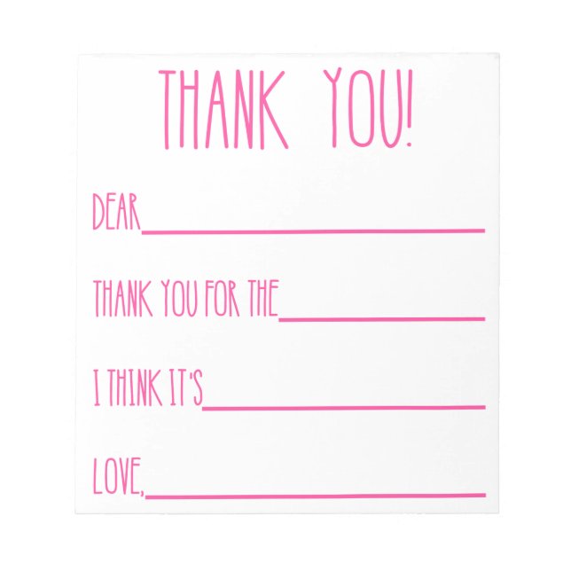 Bloco De Notas Obrigado Notepad por Meninas (Frente)