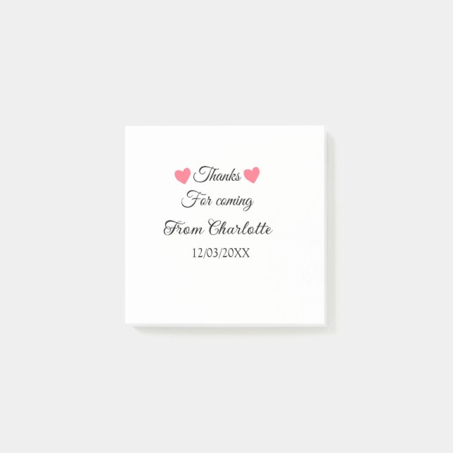 Bloco De Notas obrigado por vir adicionar nome mensagem de texto  (Frente)