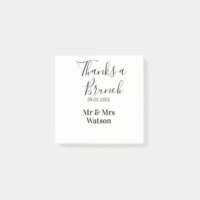 Bloco De Notas Obrigado um brunch pós-casamento nome data simples (Frente)