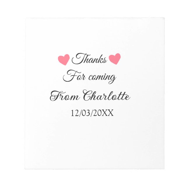 Bloco De Notas obrigados para a mensagem de texto do nome de adiç (Frente)