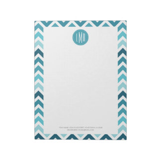 Bloco De Notas Ocean Blue Chevron Ombre ZigZag Monogramada