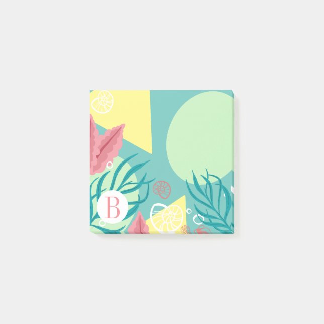 Bloco De Notas Oceano algas modernas geométricas (Frente)