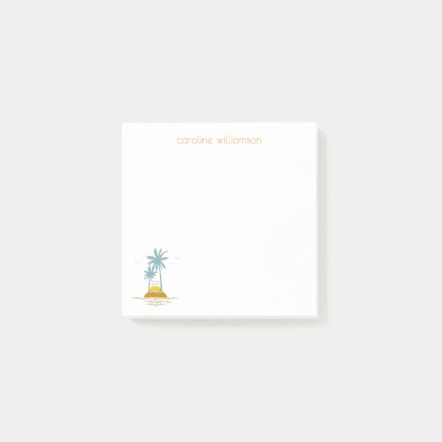 Bloco De Notas Oceano Insular Tropical e Palmeiras Personalizadas (Frente)