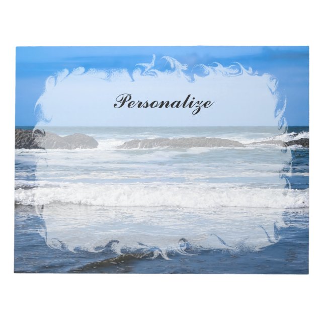 Bloco De Notas Oceano Pacífico Azul com Nome (Frente)