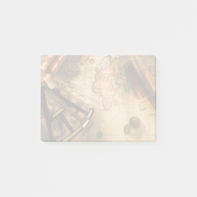 Bloco De Notas Octante, Compass E Telescópio No Mapa Marítimo (Frente)