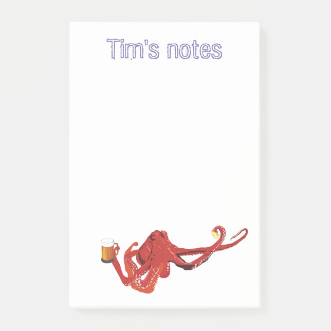 Bloco De Notas Octopus Beer lover Personalizado (Frente)