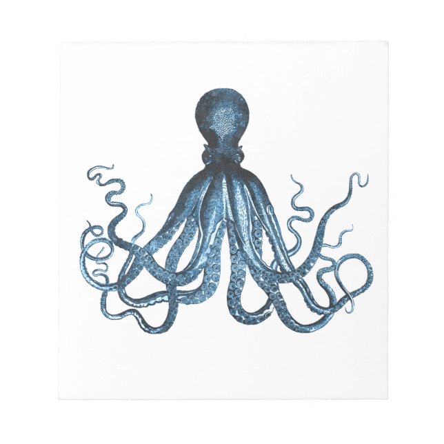 Bloco De Notas Octopus kraken litoral azul de praia (Frente)