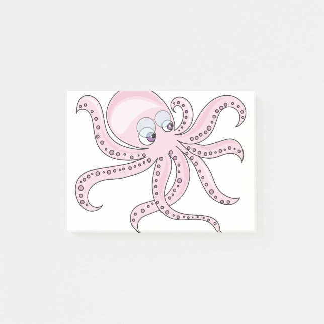 Bloco De Notas Octopus Rosa Engraçado (Frente)