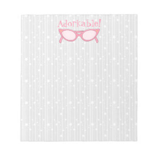 Bloco De Notas Óculos de Gato Cor-de-Rosa - Personalize