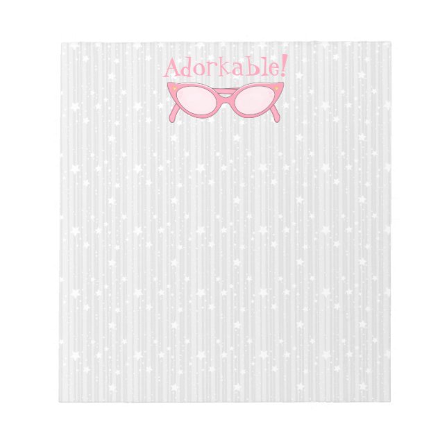 Bloco De Notas Óculos de Gato Cor-de-Rosa - Personalize (Frente)