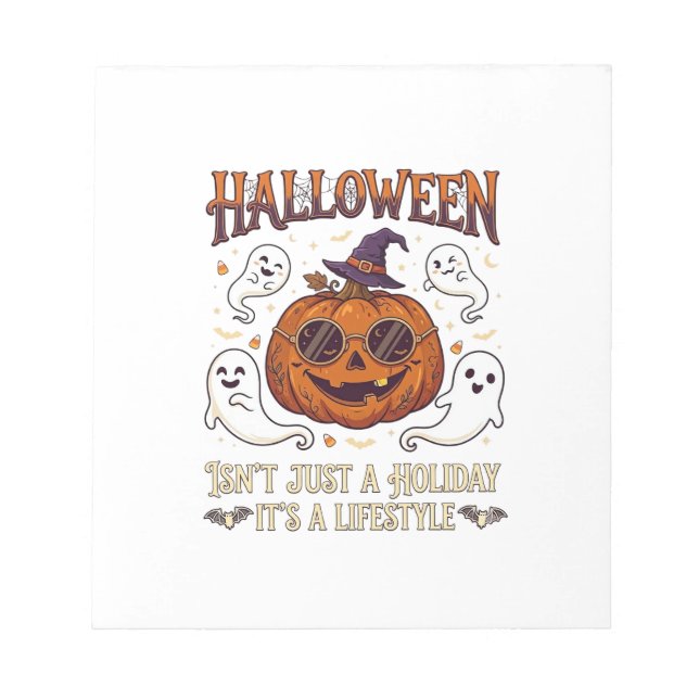 Bloco De Notas Óculos de sol de abóbora de Halloween Bruxa Chapéu (Frente)