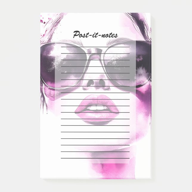 Bloco De Notas Óculos de Sol Femininos de Água Rosa Chic (Frente)