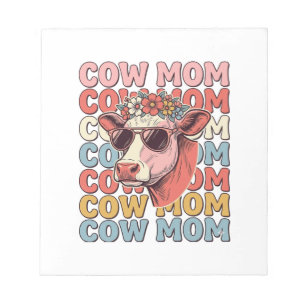 Bloco De Notas Óculos de Sol Retrô Vaca Mãe Desenho de Gravura Vi