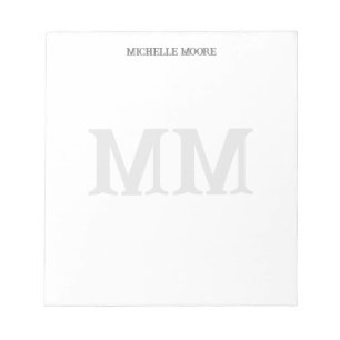 Bloco De Notas Oeste Selvagem Monograma Cinza Branco Minimalista