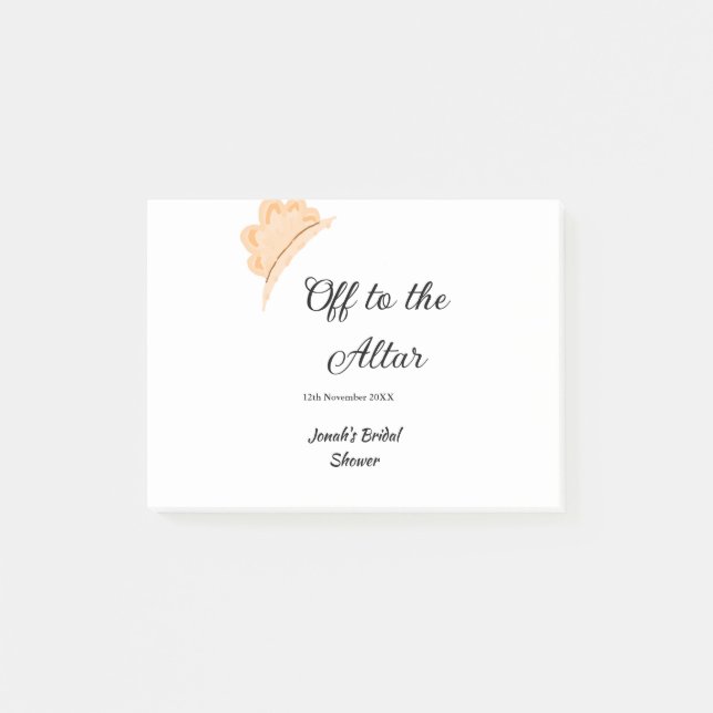 Bloco De Notas Off to the altar orange cap hat bridal shower name (Frente)