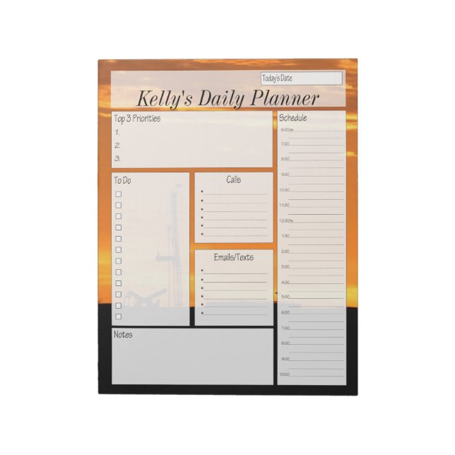 Bloco De Notas Oilfield Workover Rig no Sunset Daily Planner (Invertido)