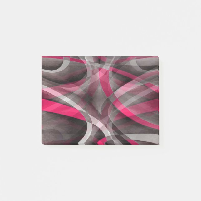 Bloco De Notas Oito Rosas Rosa e Cinza Funky Pattern (Frente)