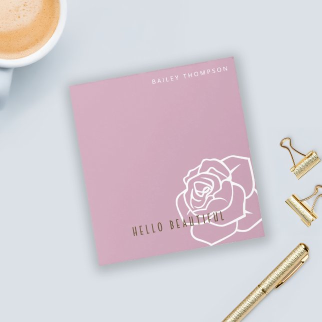 Bloco De Notas Olá, Bela - Rosa Rosa Chic Moderno (Criador carregado)