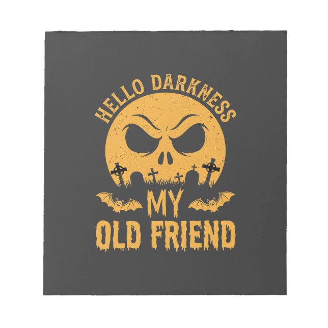 Bloco De Notas Olá Escuridão Cemitério Lua do Halloween (Frente)
