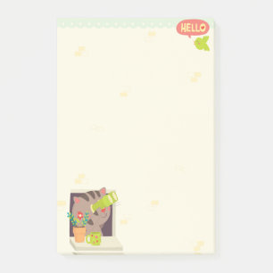 Bloco De Notas Olá! gato 4 x 6 notas de post-it