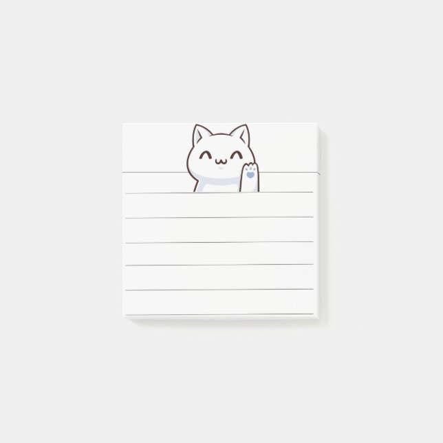 Bloco De Notas Olá gato fofo simples (Frente)