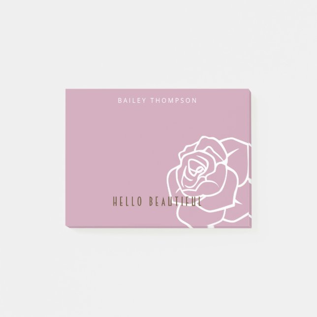 Bloco De Notas Olá, Lindos - Rosa Rosa Chic Moderno (Frente)