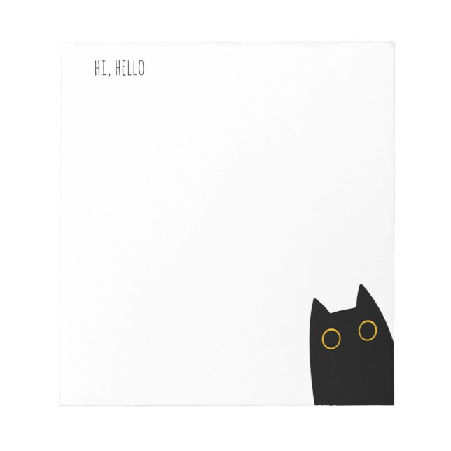 Bloco De Notas Olá, Notepad de Gato Negro Bonito (Frente)