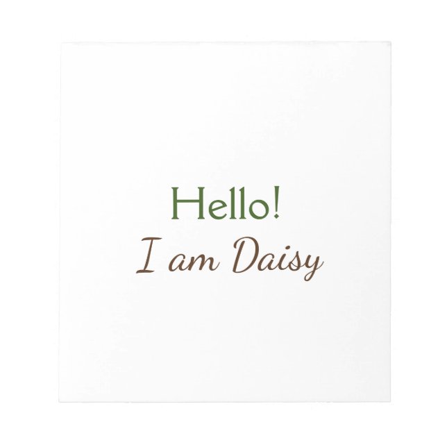 Bloco De Notas Olá, sou Daisy, adicione texto de nome simples e m (Frente)