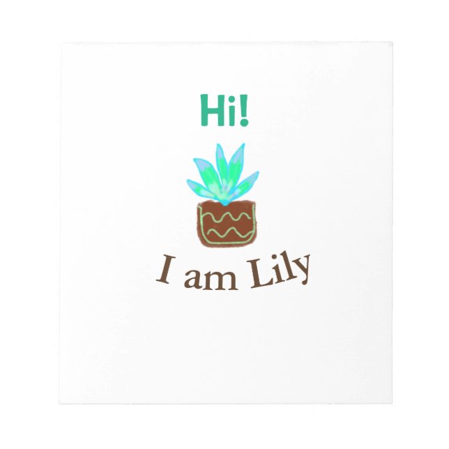 Bloco De Notas Olá, sou Lily Cacto Suculto, adicione nome aquarel (Frente)