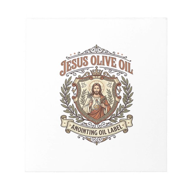 Bloco De Notas Óleo de Oliveira Jesus Óleo de Unção Rótulo Jesus  (Frente)