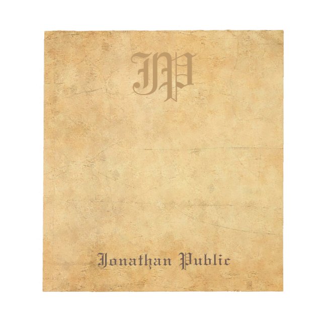 Bloco De Notas Olhagem monogramada de Modelo monograma manuscrita (Frente)
