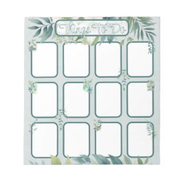 Bloco De Notas Olive Green Leaves To do List with sections