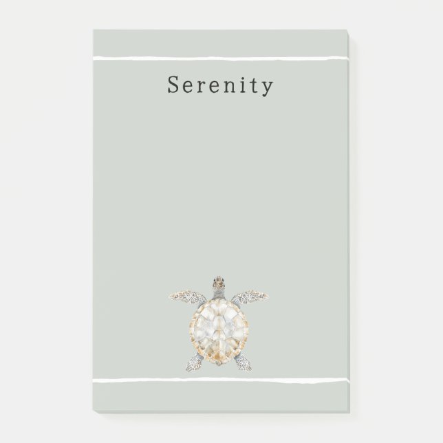 Bloco De Notas Olive Green Sea Turtle Personalized  (Frente)