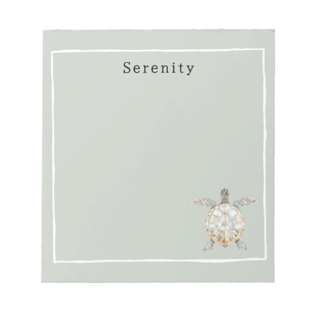 Bloco De Notas Olive Green Sea Turtle Personalized  (Frente)
