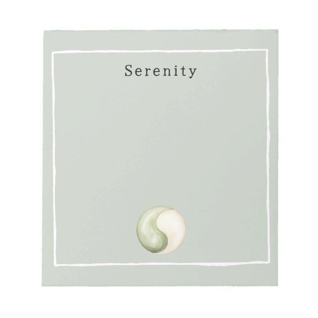 Bloco De Notas Olive Verde Yin Yang Meditação Personalizada  (Frente)