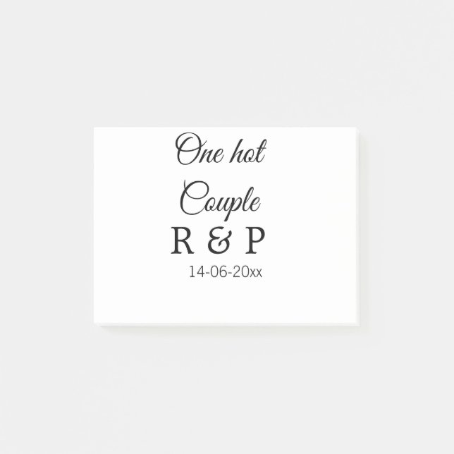 Bloco De Notas One hot add couple name initial letter text date (Frente)