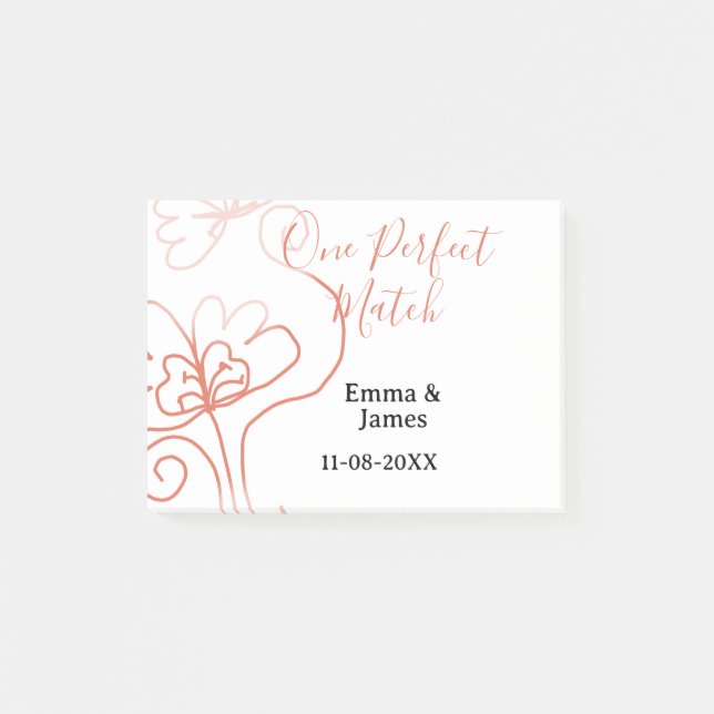 Bloco De Notas One Perfect match terracotta wedding couple name f (Frente)