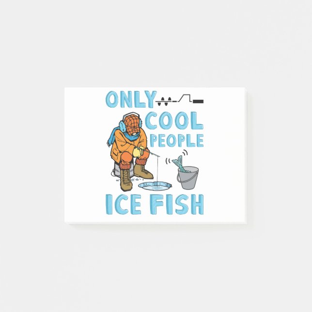 Bloco De Notas Only Cool People Ice Fish Funny Fishing (Frente)