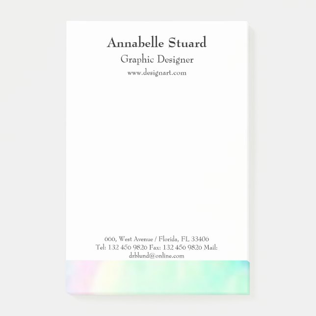 Bloco De Notas Opal elegante e moderno suprimentos exclusivos, no (Frente)