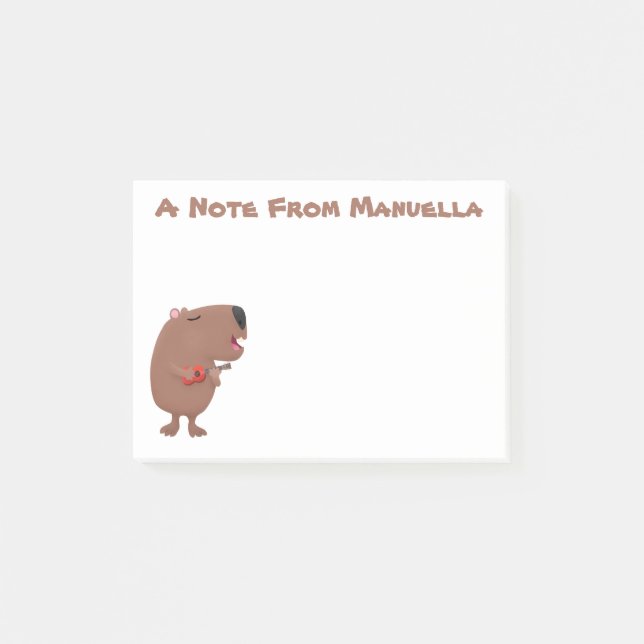 Bloco De Notas Óptica desenho animado de capybara ukulele (Frente)