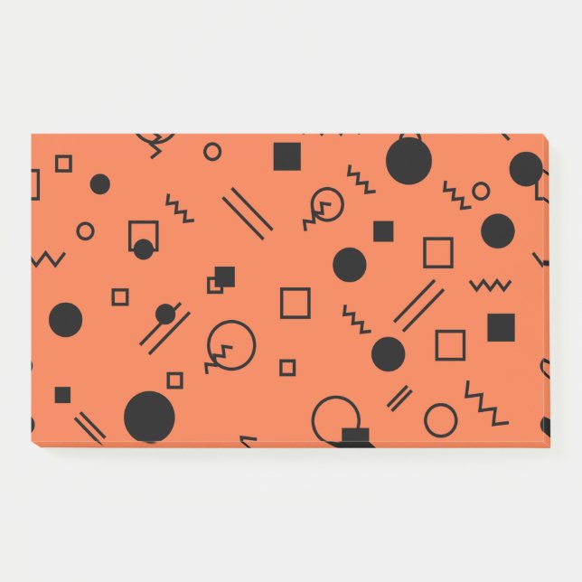 Bloco De Notas Orange, fun, trendy, geometric Memphis graphic (Frente)