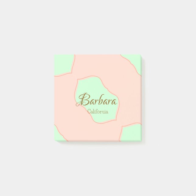 Bloco De Notas Orange green pastel boho add name place rustic ele (Frente)