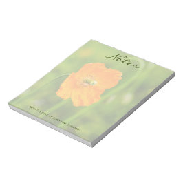 Bloco De Notas Orange Poppy Real Nature Flower Nome Personalizado