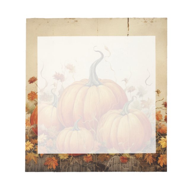 Bloco De Notas Orange Pumpkins Rustic Autumn (Frente)