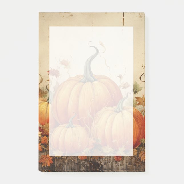 Bloco De Notas Orange Pumpkins Rustic Autumn (Frente)